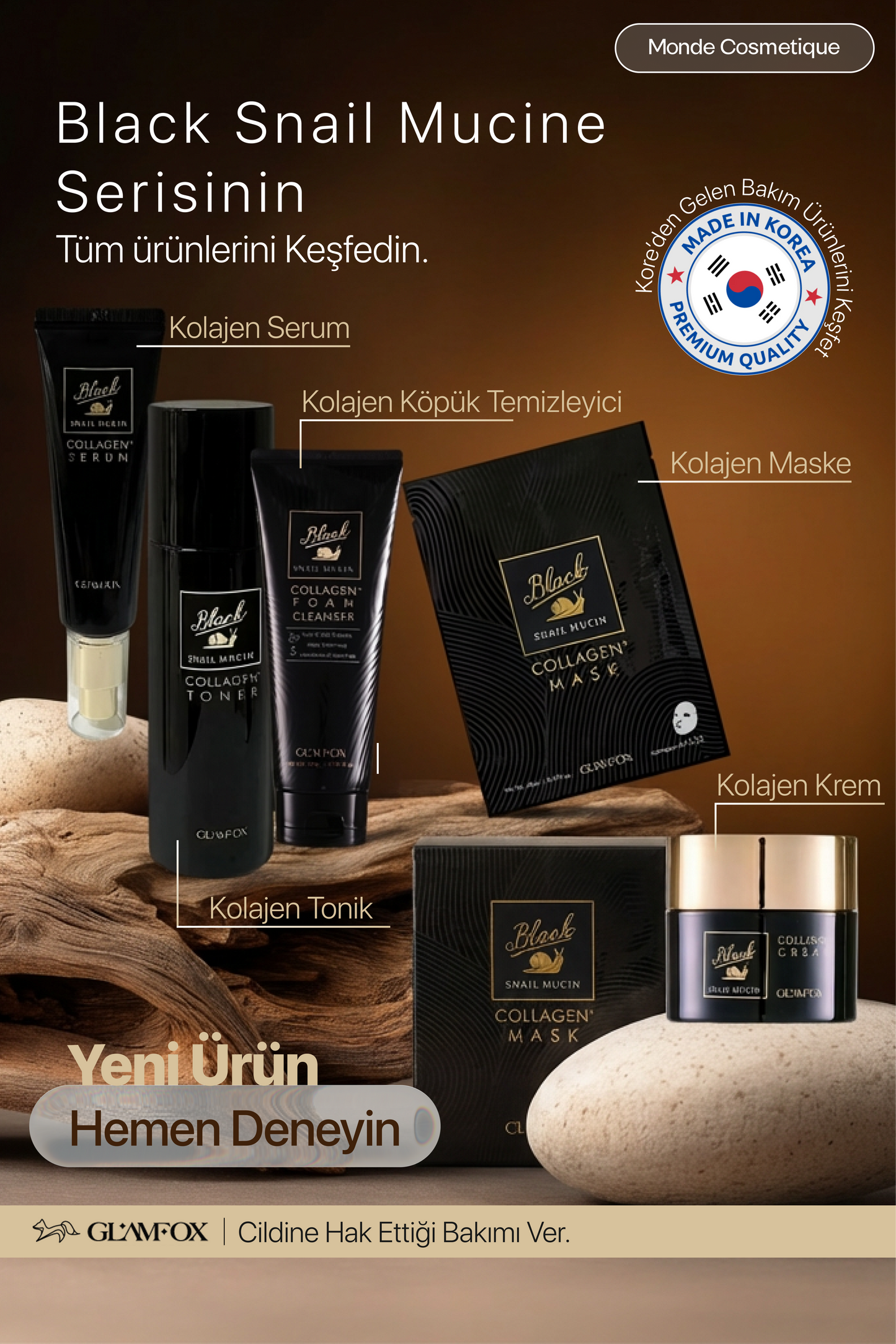 Glamfox Black Snail Mucin Nemlendirici Yüz Temizleme Köpüğü