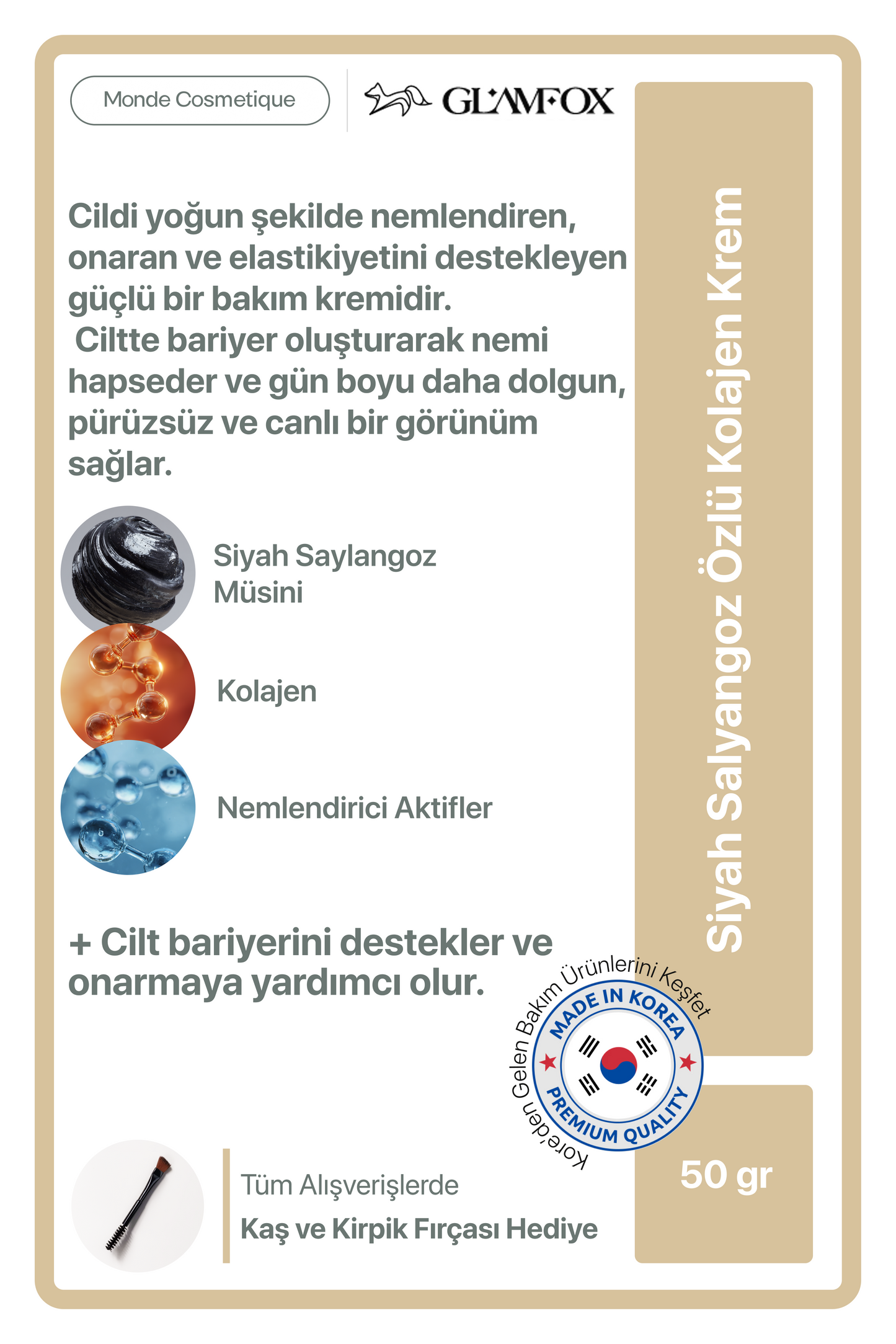 Glamfox Black Snail Mucin Yoğun Nemlendirici Yüz Kremi