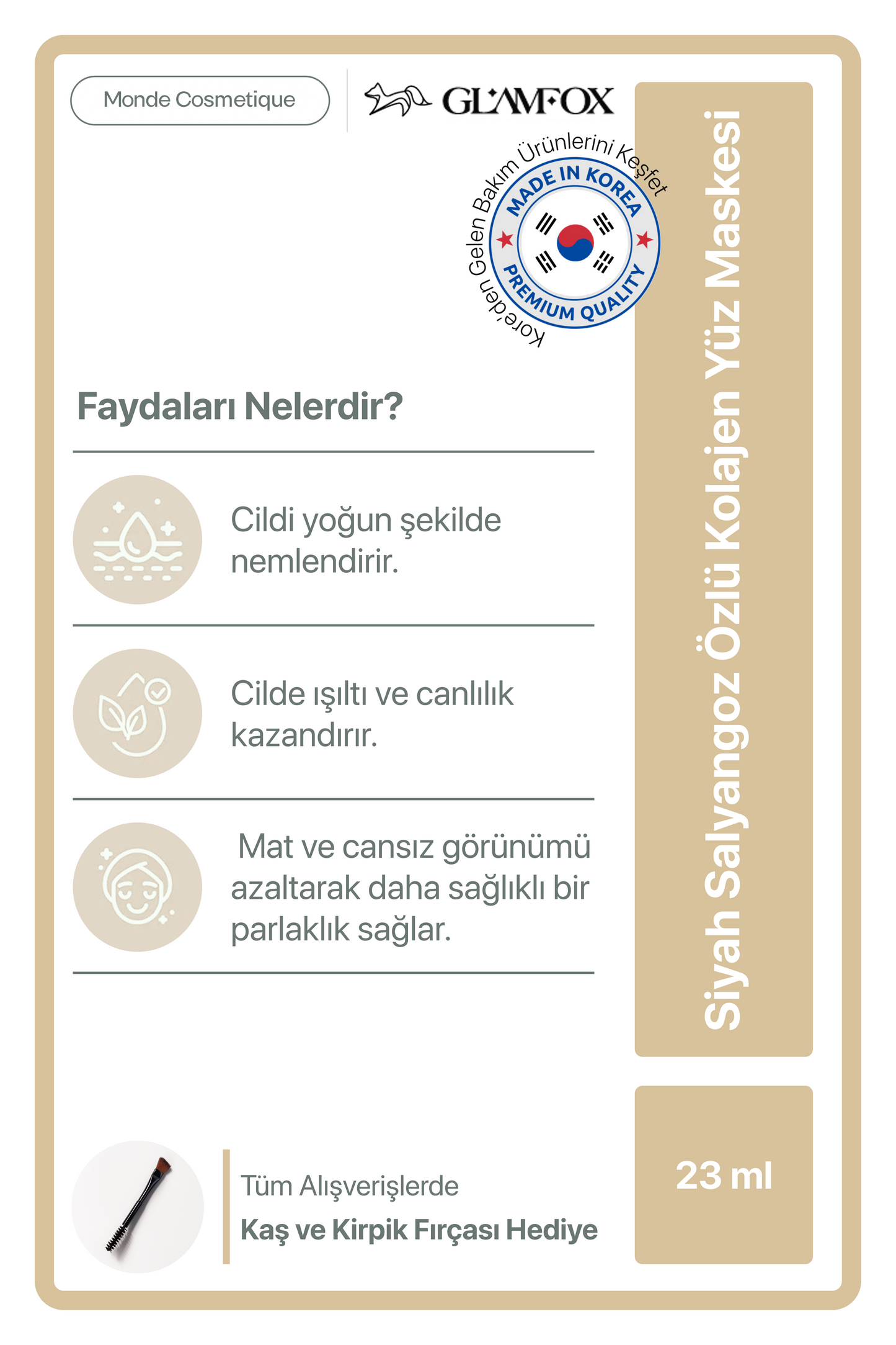 Glamfox Black Snail Mucin İpek Kağıt Yüz Maskesi