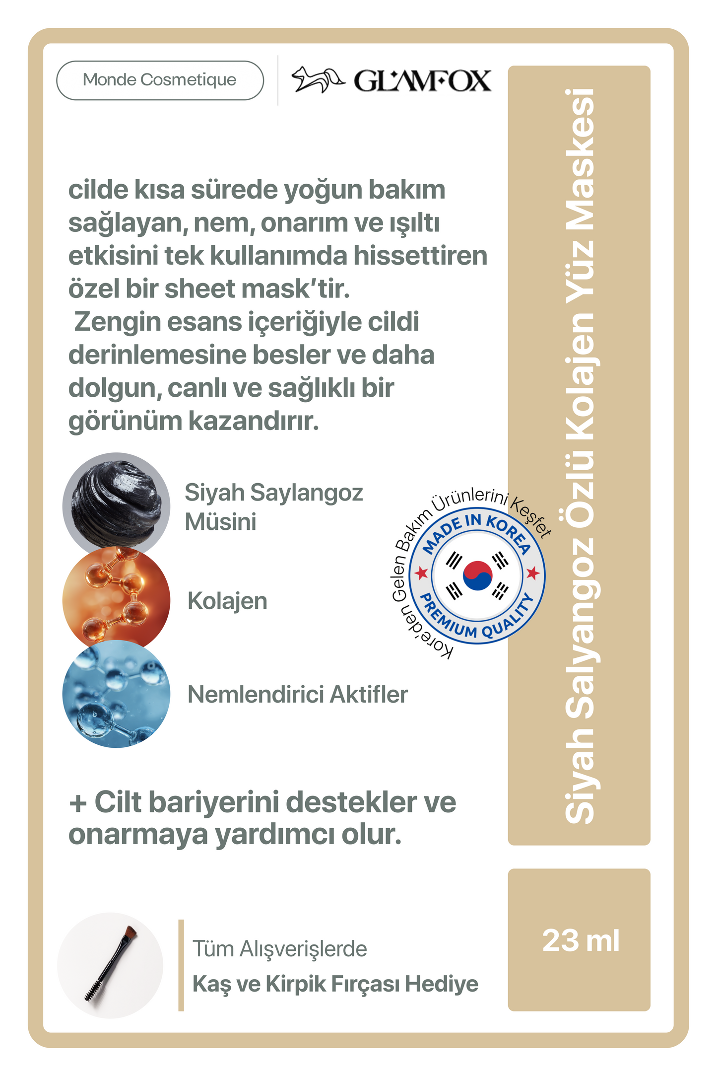 Glamfox Black Snail Mucin İpek Kağıt Yüz Maskesi