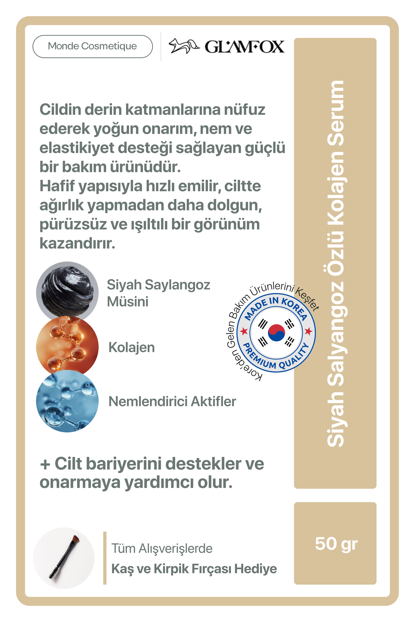 Glamfox Black Snail Mucin Nemlendirici & Cilt Bakım Serumu