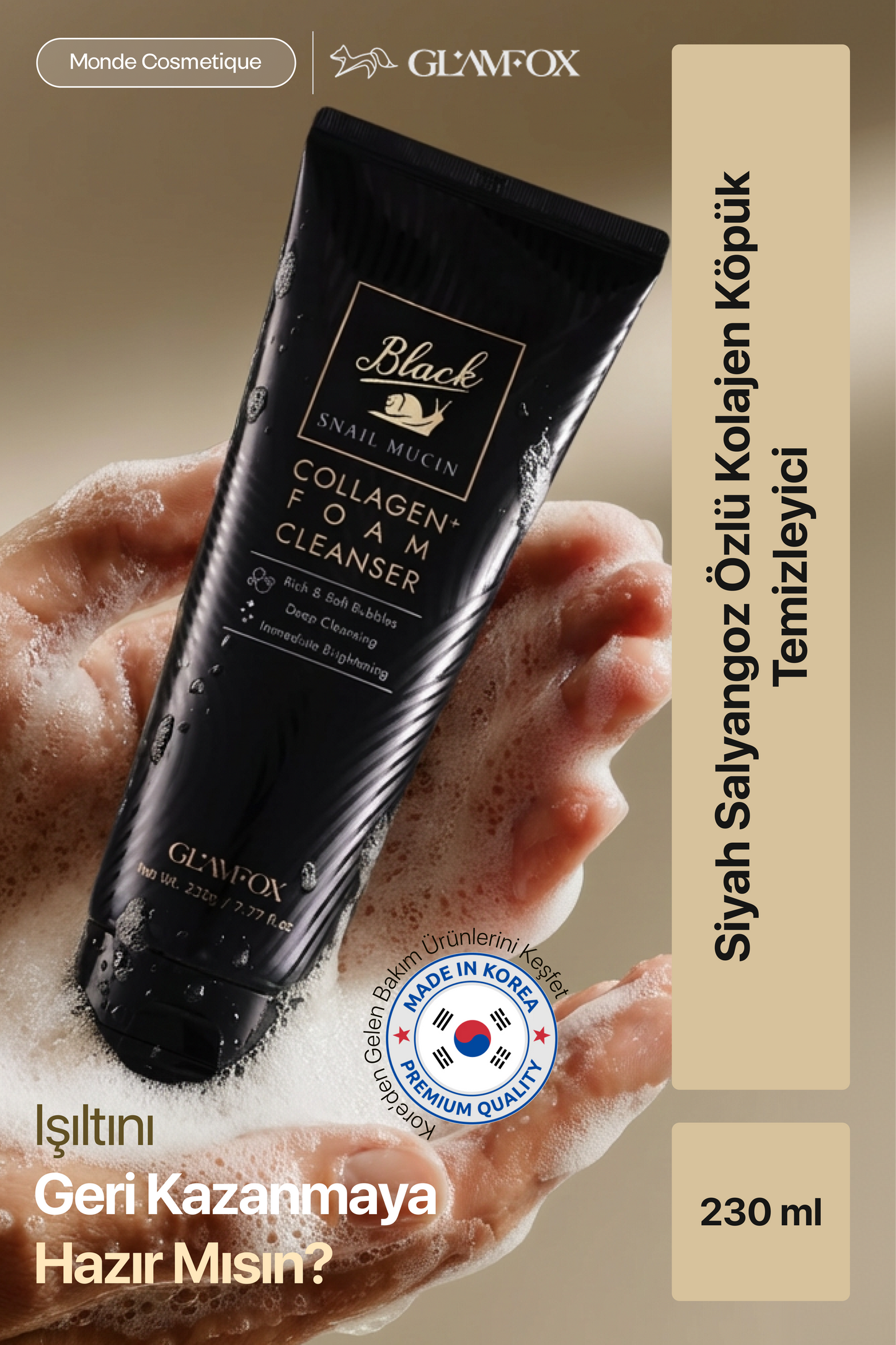 Glamfox Black Snail Mucin Nemlendirici Yüz Temizleme Köpüğü