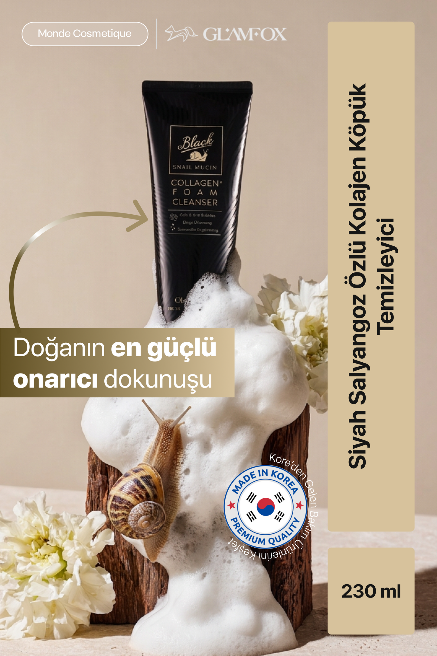 Glamfox Black Snail Mucin Nemlendirici Yüz Temizleme Köpüğü