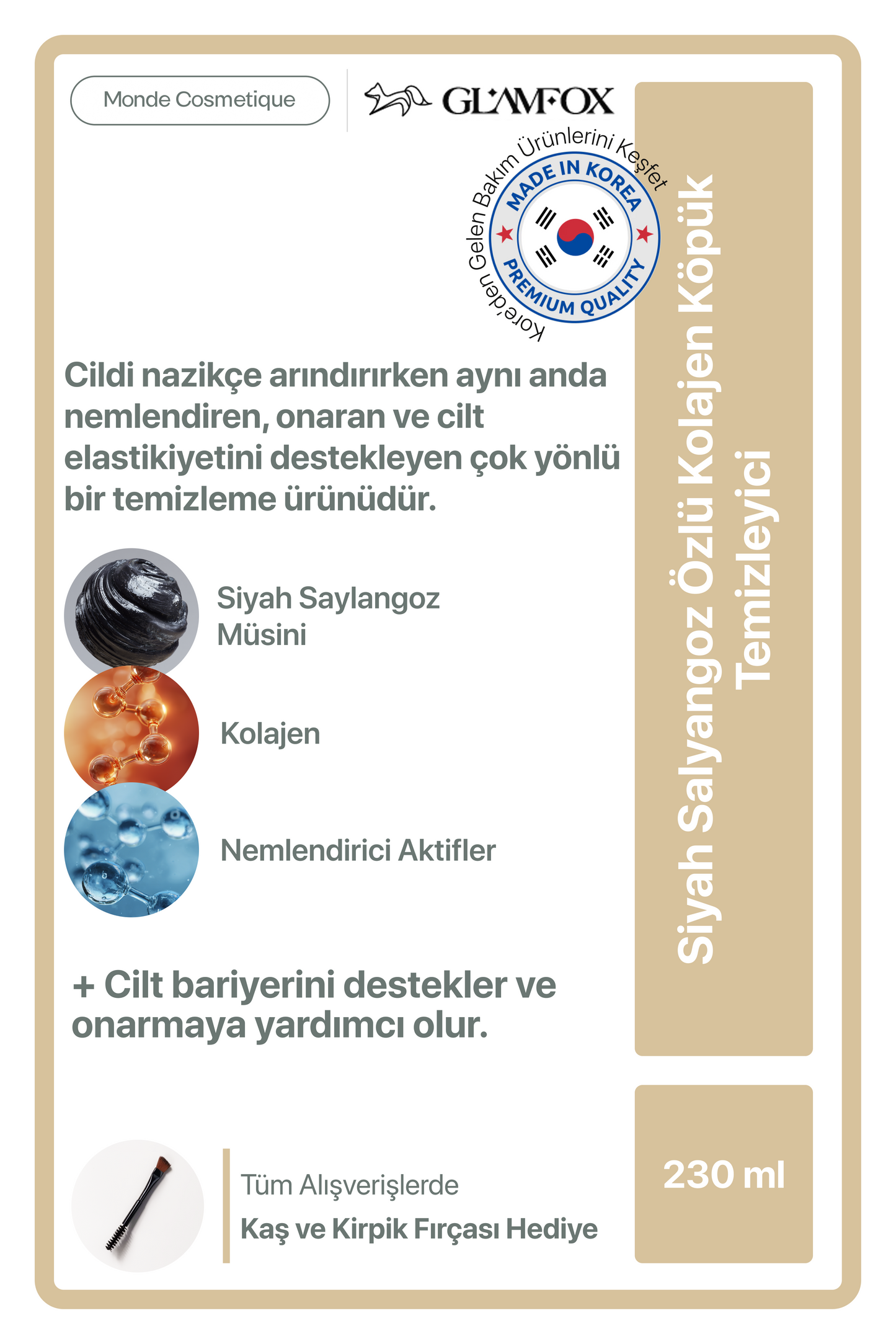 Glamfox Black Snail Mucin Nemlendirici Yüz Temizleme Köpüğü