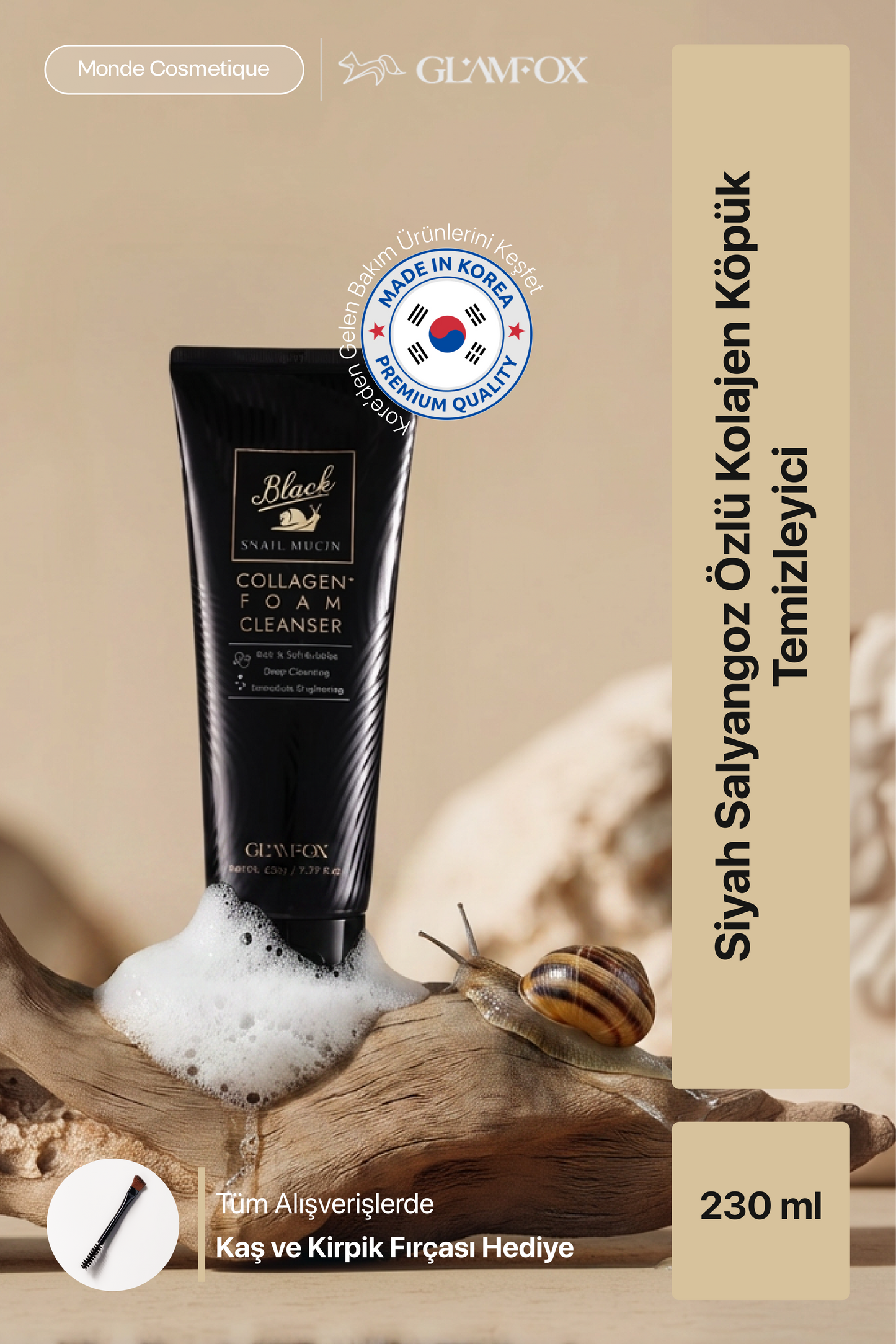 Glamfox Black Snail Mucin Nemlendirici Yüz Temizleme Köpüğü