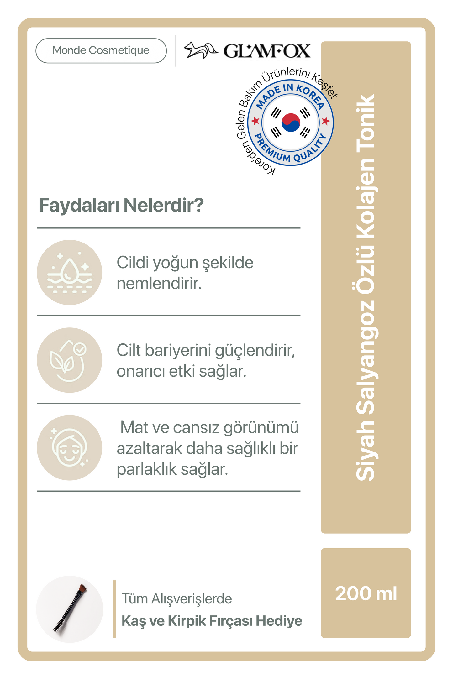 Glamfox Black Snail Mucin Nemlendirici & Canlandırıcı Cilt Toniği
