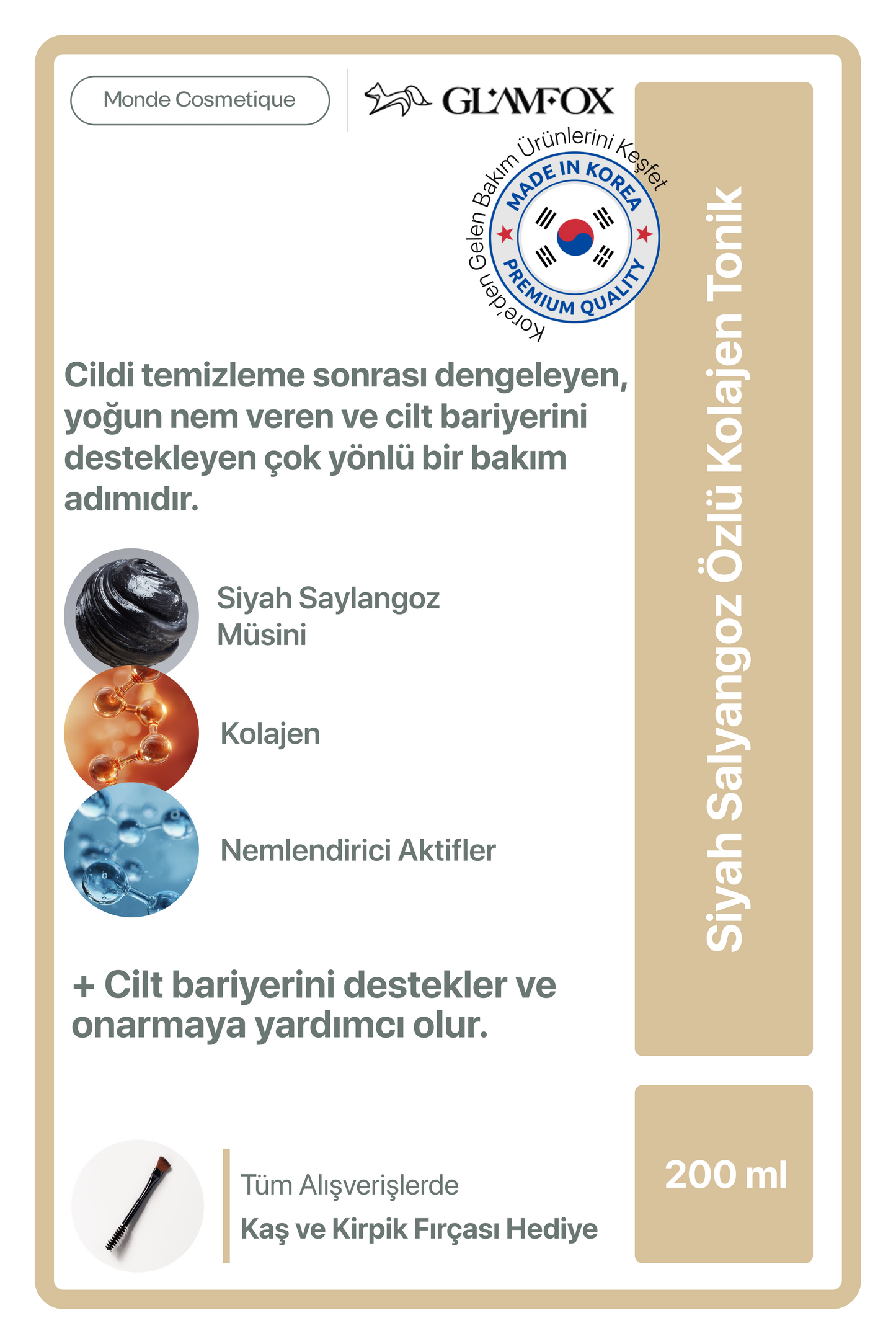 Glamfox Black Snail Mucin Nemlendirici & Canlandırıcı Cilt Toniği