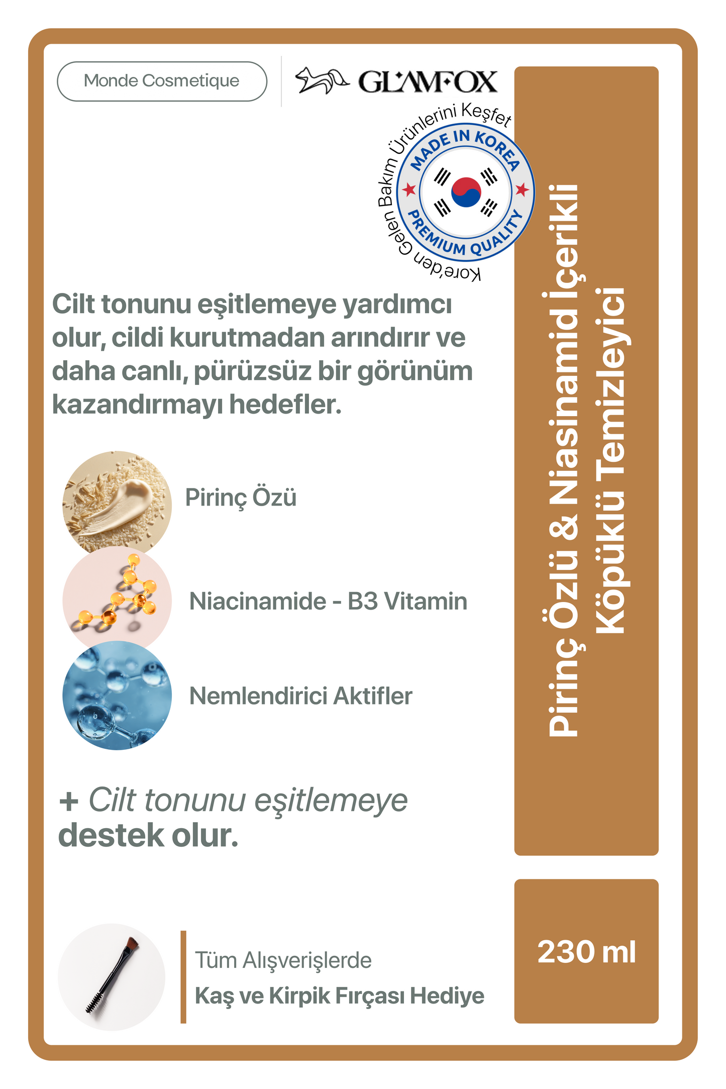 Glamfox Rice Niacinamide Yüz Temizleme Köpüğü