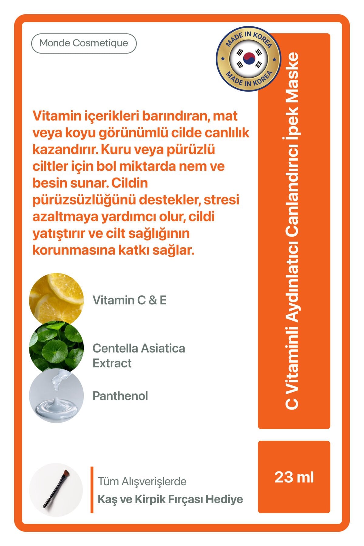 C Vitaminli Aydınlatıcı Canlandırıcı İpek Yüz Maskesi