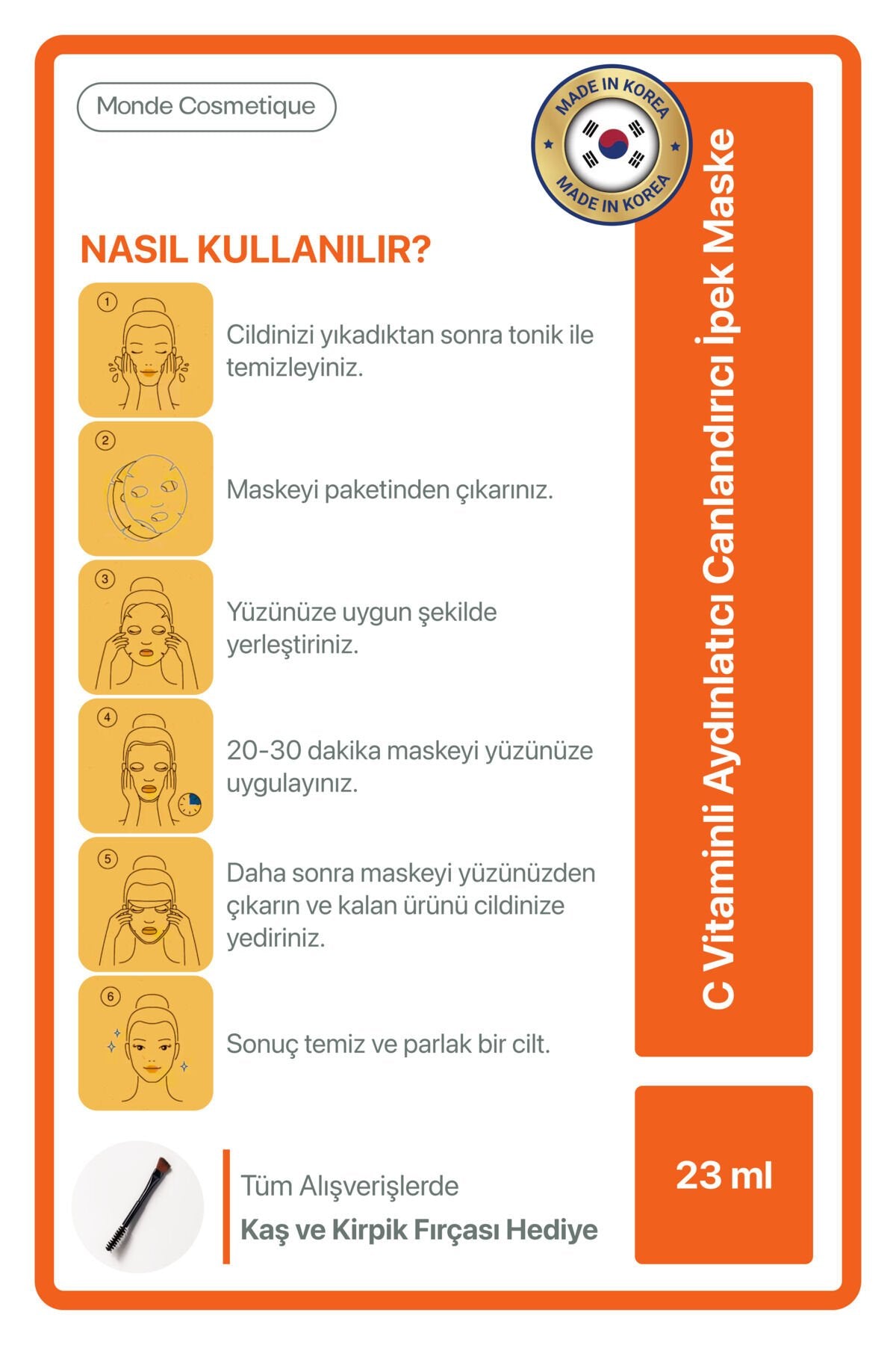 C Vitaminli Aydınlatıcı Canlandırıcı İpek Yüz Maskesi