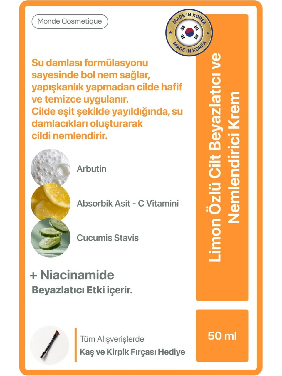 Limon Özlü Cilt Beyazlatıcı ve Nemlendirici Krem