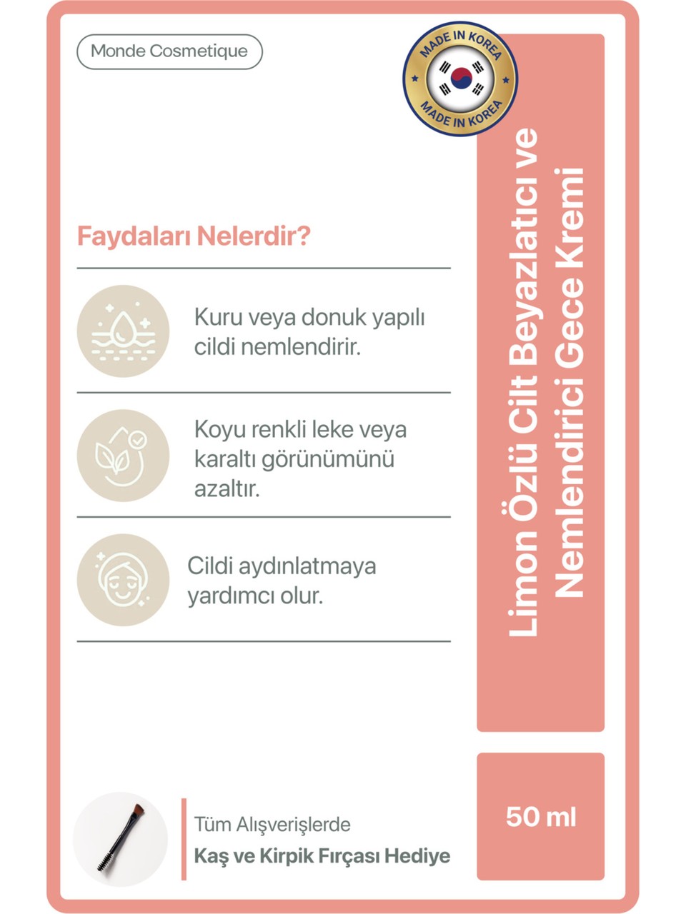 Limon Özlü Cilt Beyazlatıcı ve Nemlendirici Gece Kremi